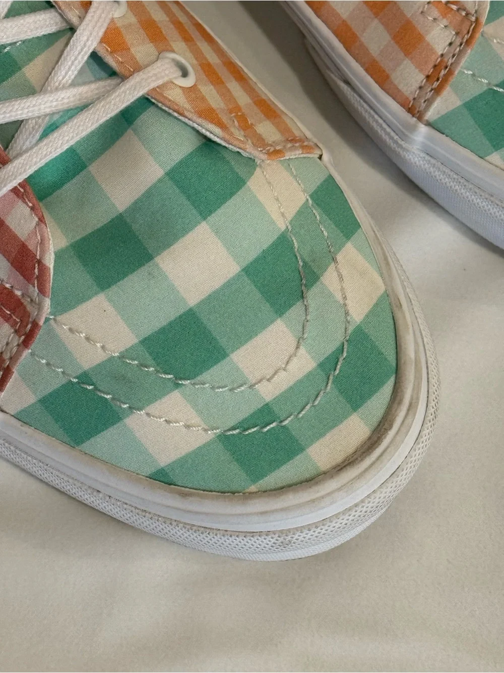 Vans Sk8-Hi Tapered Gingham Block Pastel Cherry Bee Embroidery NWOB Size 13 Men